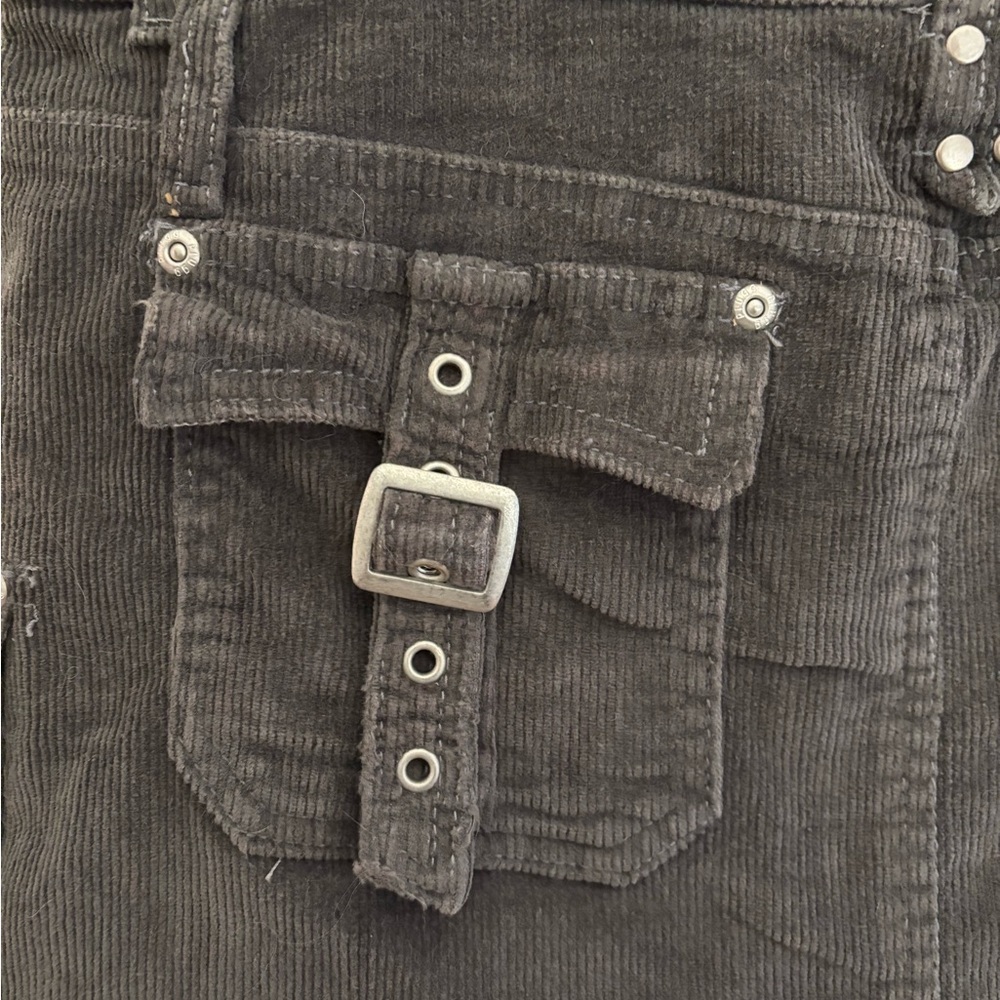 Black Corduroy Mini Skirt with Studded Pockets - Picture 3 of 4